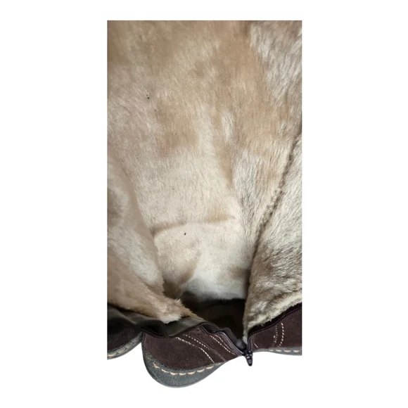 Bare Trap Women's Brown Suede Boots with Cream Fur Lining Size 7 - Picture 10 of 12